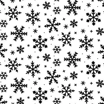 Christmas, new year seamless pattern, snowflakes line illustration. Vector ic Stock Illustration