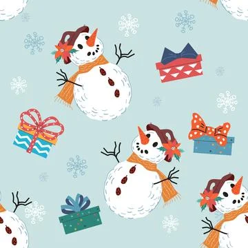 Christmas New Year seamless pattern or wrapping paper, flat vector illustra.. Illustrazione stock