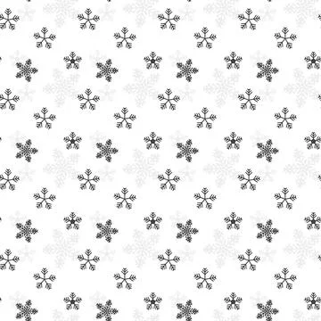Christmas, new year seamless pattern, snowflakes line illustration. Vector ic Stock Illustration