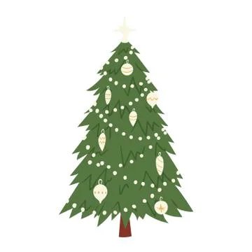 Christmas New Year tree vector icons ornament star xmas gift design holiday Stock Illustration