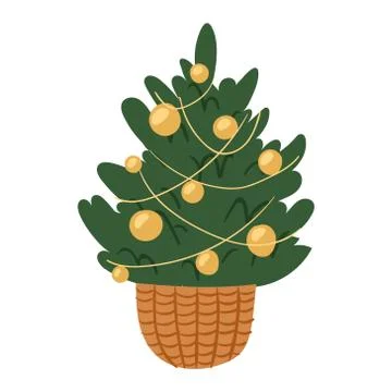 Christmas New Year tree vector icons ornament star xmas gift design holiday Stock Illustration