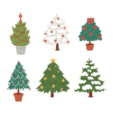 Christmas New Year tree vector icons ornament star xmas gift design holiday Stock Illustration