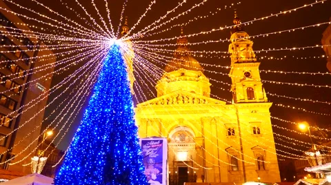 Christmas night in Budapest Stock Footage 63215113