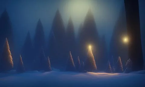 A christmas night in the forest Stock Illustration