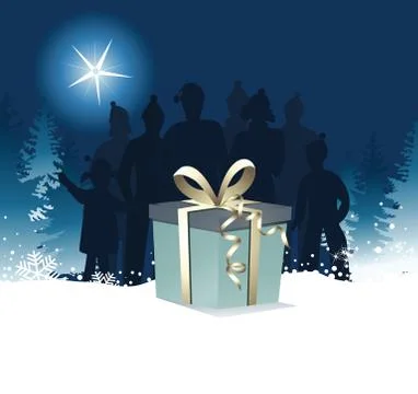 Christmas night gift Illustrazione stock