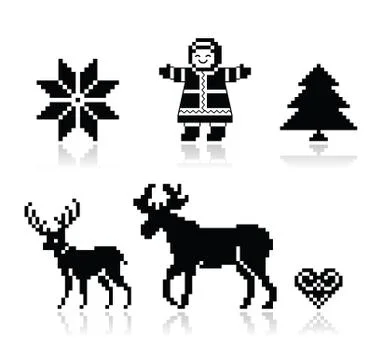 Christmas Nordic pattern vector icons set イラスト素材