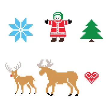 Christmas Nordic pattern vector icons set Stock Illustration