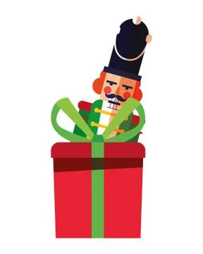 Christmas nutcracker and gift box Illustrazione stock