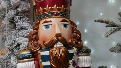 Christmas nutcracker on the background of New Year holiday decorations Stock Footage 226255543