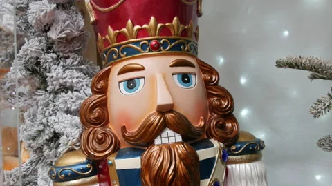 Christmas nutcracker on the background of New Year holiday decorations Stock Footage 226259524