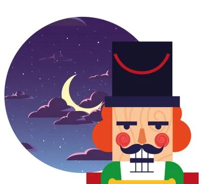 Christmas nutcracker face night landscape Stock Illustration