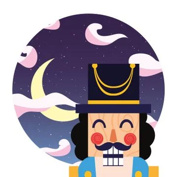 Christmas nutcracker face night landscape Stock Illustration