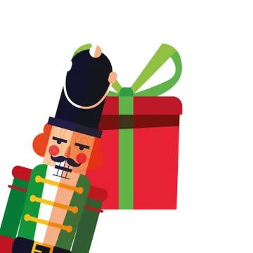 Christmas nutcracker gift box decoration 스톡 일러스트