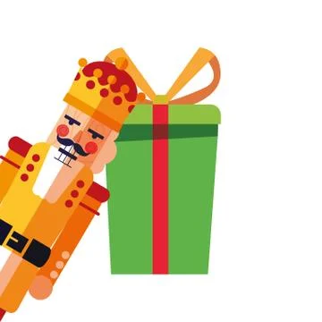 Christmas nutcracker gift box decoration Illustrazione stock