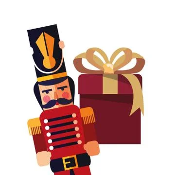 Christmas nutcracker gift box decoration Illustrazione stock