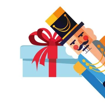 Christmas nutcracker gift box decoration Illustrazione stock