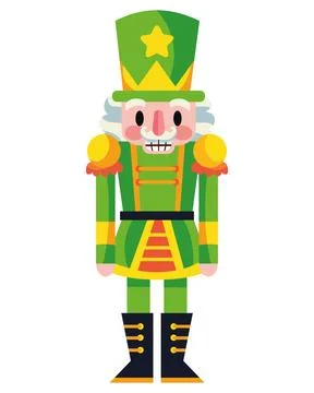 Christmas nutcracker in green uniform Stock Illustration