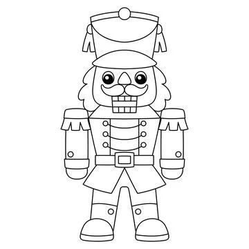Christmas Nutcracker Isolated Coloring Page 스톡 일러스트