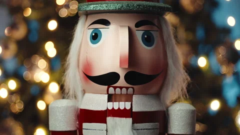 Christmas Nutcracker Moves His Mouth Stock Footage 221035239