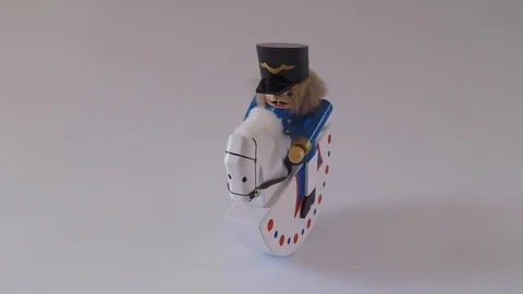 Christmas nutcracker on rocking horse 스톡 동영상 95311016