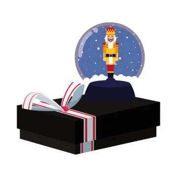 Christmas nutcracker snow globe and gift Illustrazione stock
