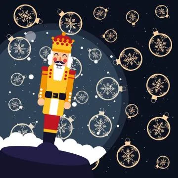 Christmas nutcracker snowglobe balls decoration イラスト素材