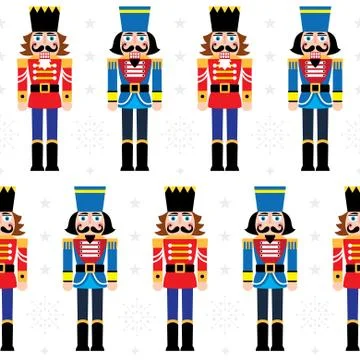 Christmas nutcracker vector seamless pattern - soldier ornament Illustrazione stock