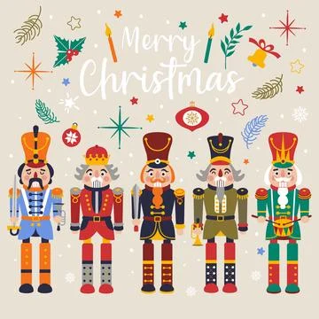 Christmas Nutcrackers Vector Illustration on Light Background Stock Illustration