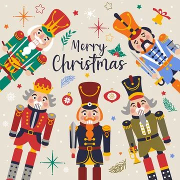 Christmas Nutcrackers Vector Illustration on Light Background Stock Illustration