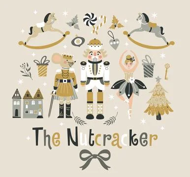 Christmas Nutcrackers Vector Illustration on Light Background. Postcard. Ne.. Stock Illustration