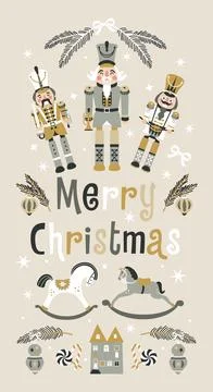Christmas Nutcrackers Vector Illustration on Light Background Stock Illustration