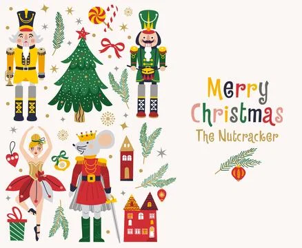 Christmas Nutcrackers Vector Illustration on Light Background Stock Illustration