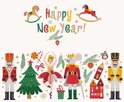 Christmas Nutcrackers Vector Illustration on Light Background Stock Illustration