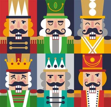 Christmas Nutcrackers Vector Illustration. Seamless new year pattern with toy Illustrazione stock