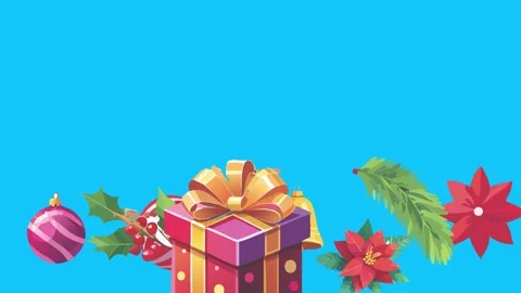 Christmas objects animated on blue screen ,effects for winter holidays Vidéo 318834183