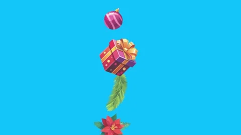 Christmas objects animated on blue screen ,effects for winter holidays 库存影片 318834214