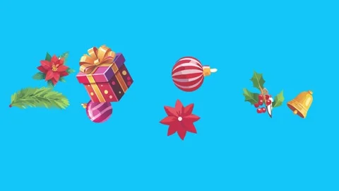 Christmas objects animated on blue screen ,effects for winter holidays 库存影片 318834241