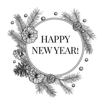 Christmas objects hand drawn seamless pattern isolated on white Stock Illustration