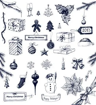 Christmas objects Stock Illustration