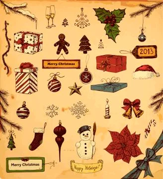 Christmas objects Stock Illustration