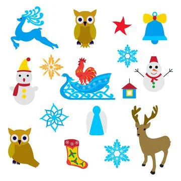 Christmas objects over white Stock Illustration