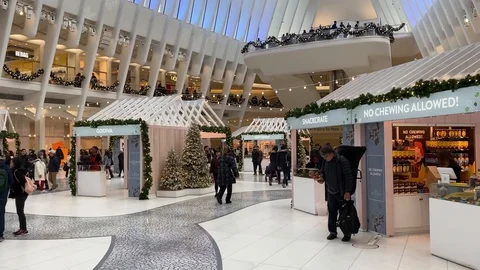 Christmas in the Oculus in Manhattan Stock Footage 124738765