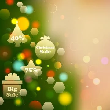 Christmas Offer on Bokeh Effect Background Stock Illustration