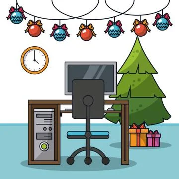 Christmas in office 스톡 일러스트