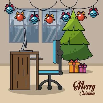 Christmas in office Illustrazione stock