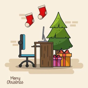 Christmas in office イラスト素材