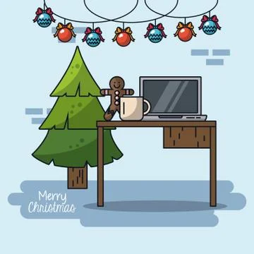 Christmas in office Illustrazione stock