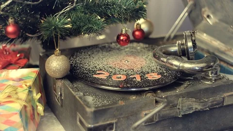 Christmas old gramophone 2018 스톡 동영상 97705847