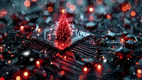 Christmas Open-Source project. Motherboard. Christmas tree. Stock Footage 270017501