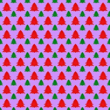 Christmas or new year pattern with christmas trees on violet background Stock Illustration